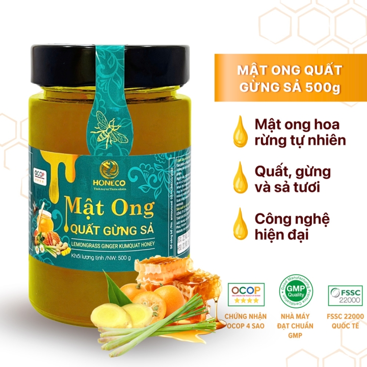 Mật Ong Quất Gừng Sả Honeco 500g